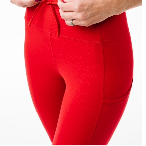 Red battleship luxe drawstring legging - Picture 2 of 4